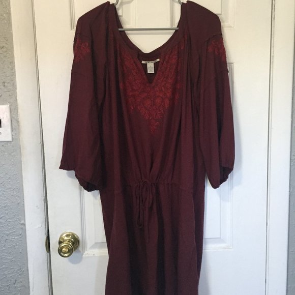 Lucky Brand Long-sleeved Tunic Dress w Embroidery - Picture 1 of 6